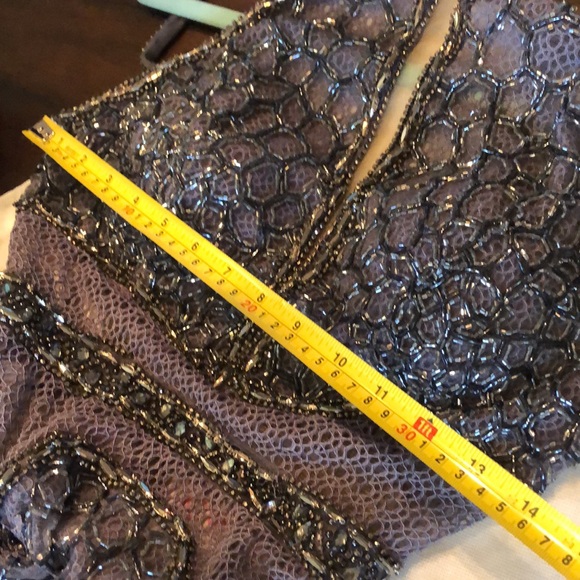 🎊Jovani Crystal bead embellished lace lined mermaid racer open mesh gown + bag - Picture 14 of 16